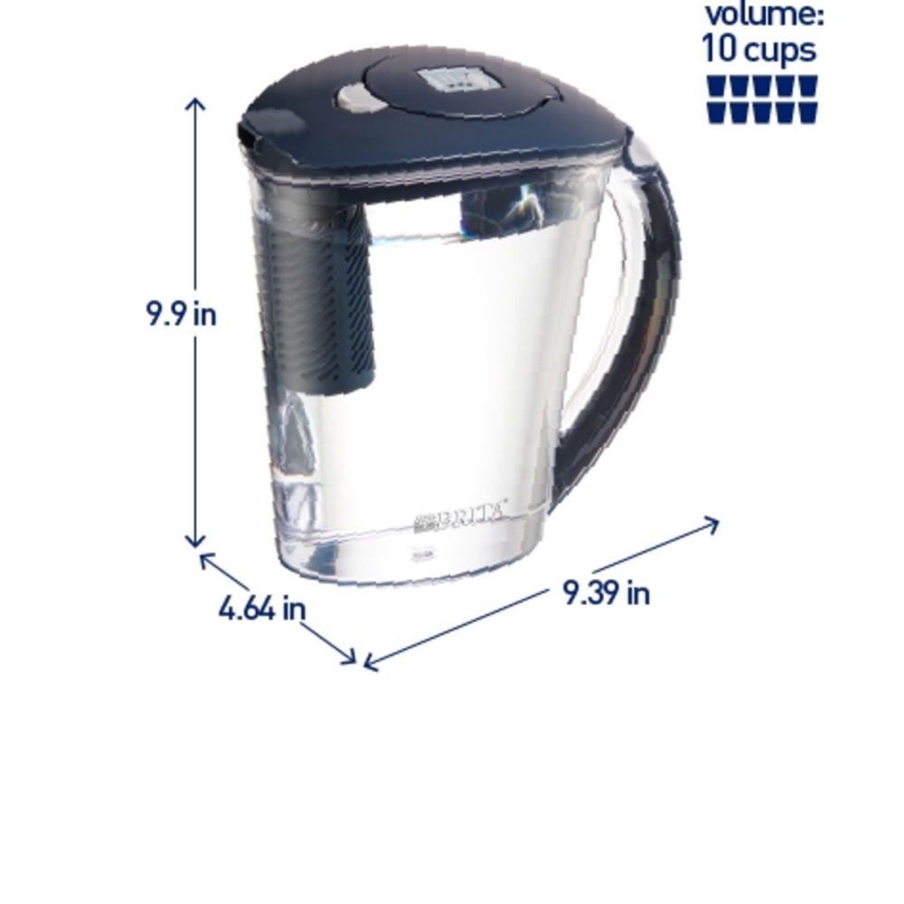 Brita Stream Rapids Water Filter Pitcher, Carbon Gray, Large 10 Cup, 1 Count - Picture 3 of 11